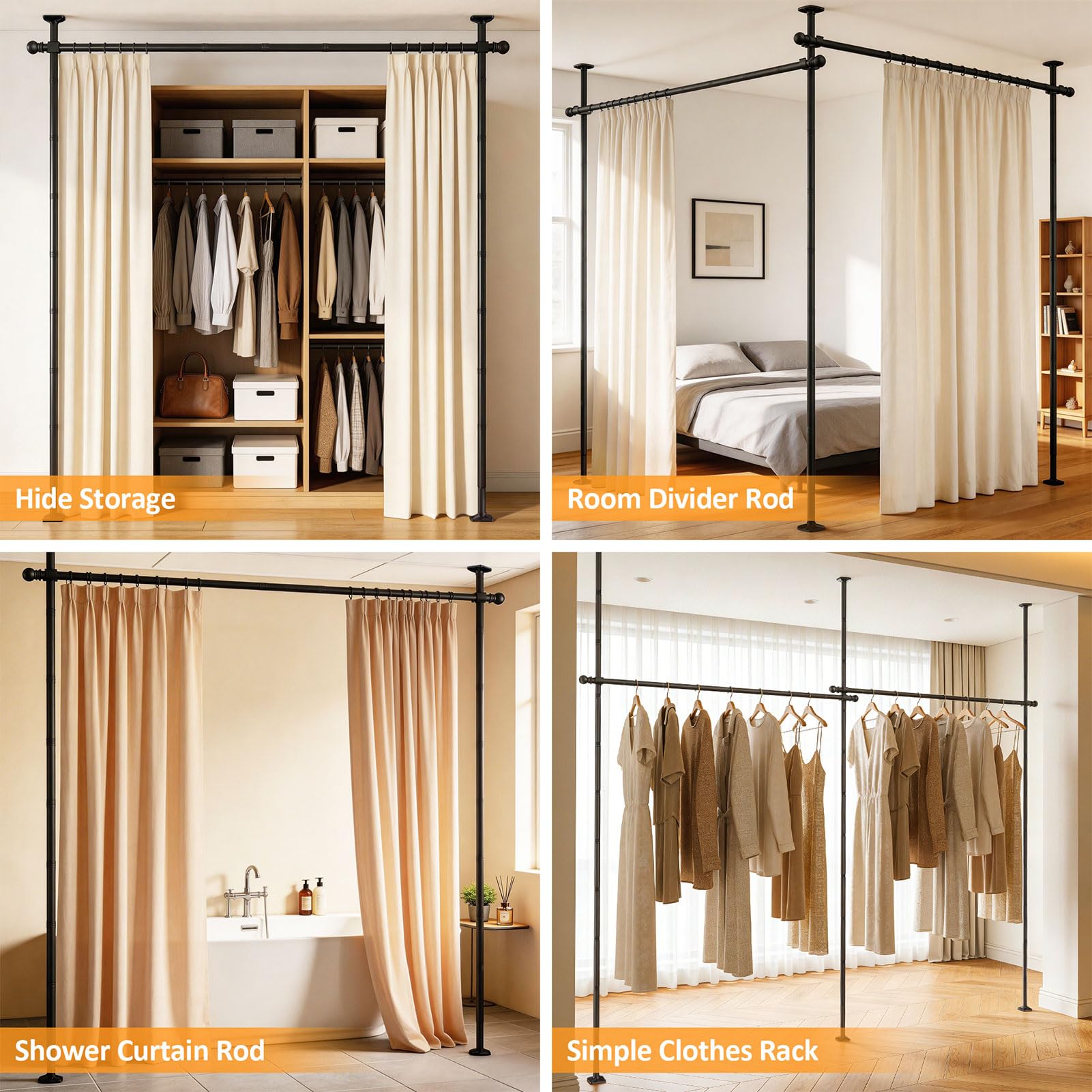 Rdiorry 45lbs capacity ensures stable curtain support for blackout or privacy curtains.