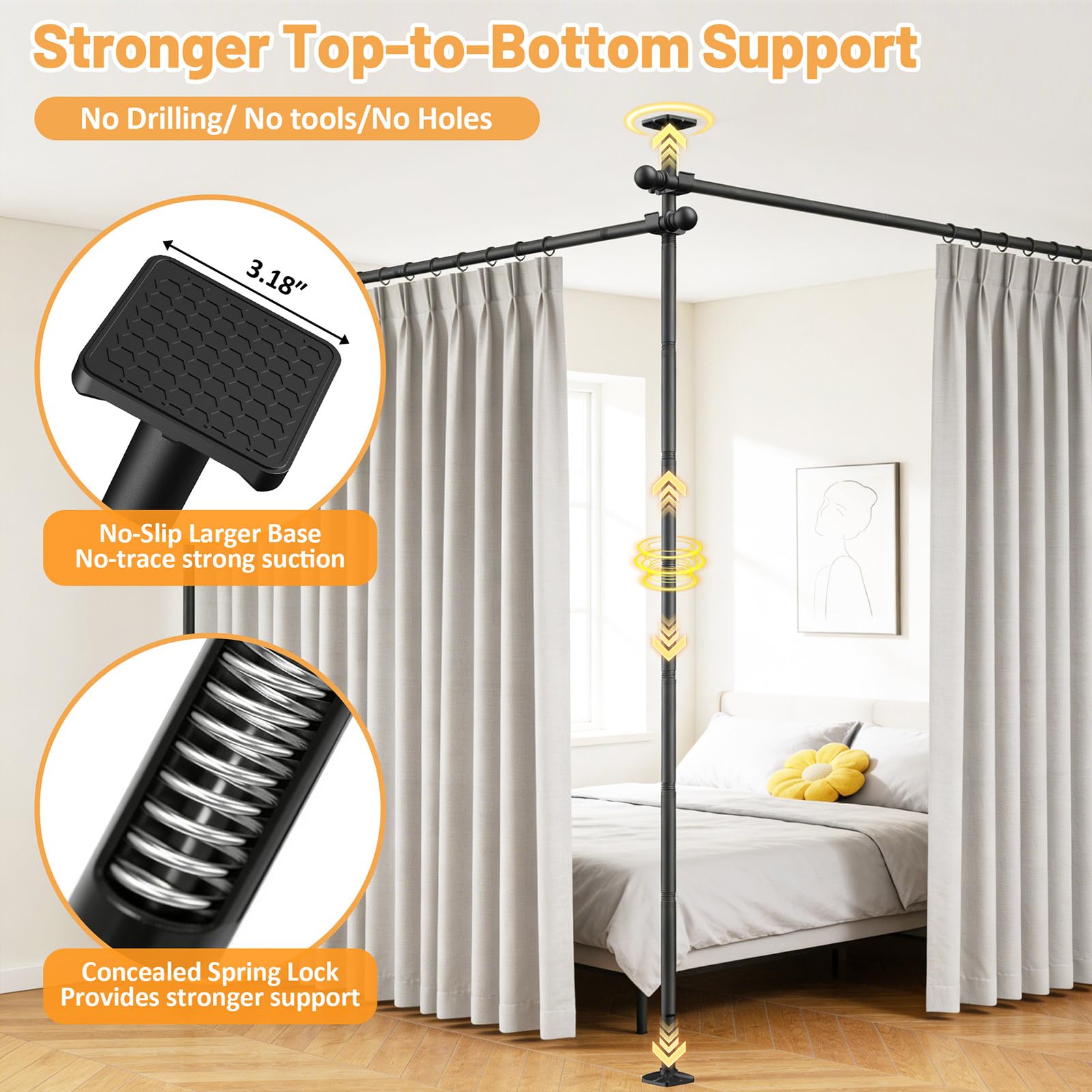 Rdiorry adjustable height and width accommodate small spaces or wide room openings.