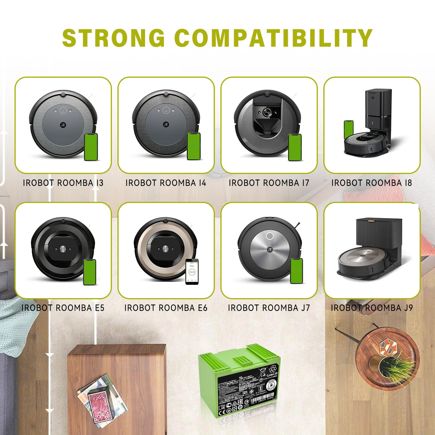 RDSJK Roomba i-series compatible battery with efficient runtimes