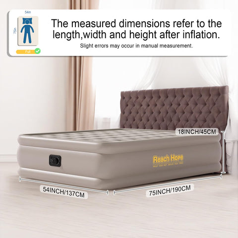 REACH HOPE air mattress anti-slip bottom keeps bed in place.