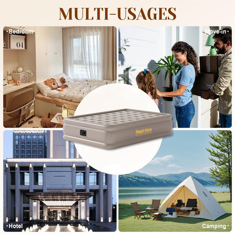 REACH HOPE air mattress compact with carrying bag for travel.