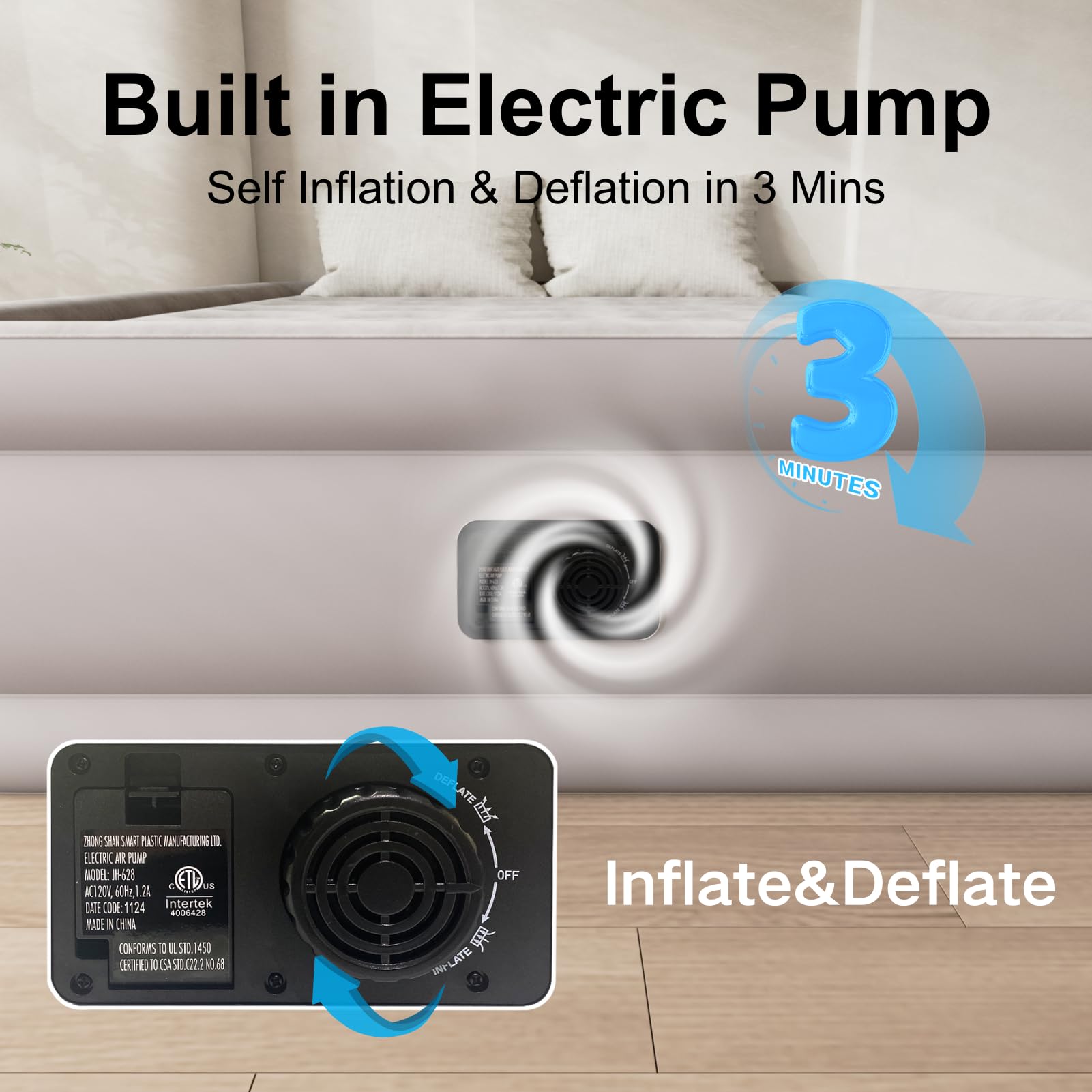 REACH HOPE air mattress safety edge prevents slips.
