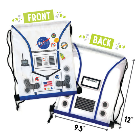 Ready Confetti astronaut-backpack themed bags for easy cleanup after the party.