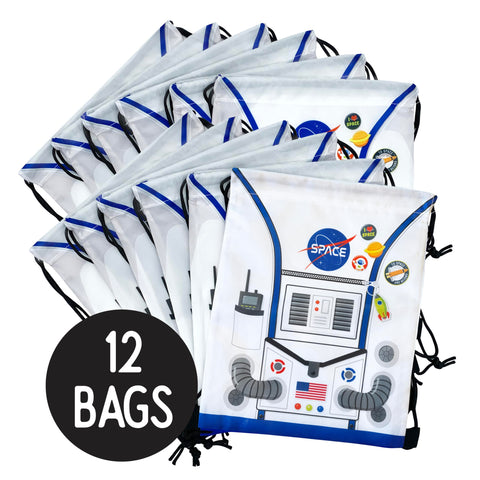 Ready Confetti galaxy explorer graphics on reusable bags perfect for gift distribution.
