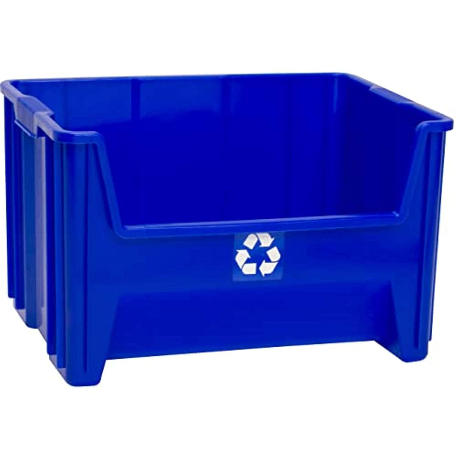 ReadySpace office recycling bin blue stackable for streamlined workspace
