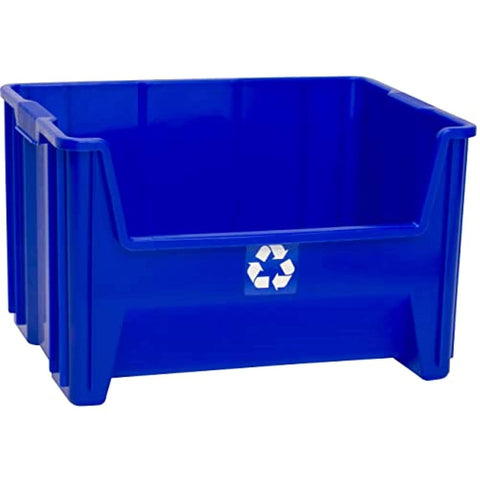 ReadySpace office recycling bin blue stackable for streamlined workspace
