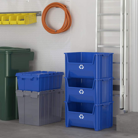 ReadySpace metal plastic glass sorting bin blue suitable for mixed recyclables