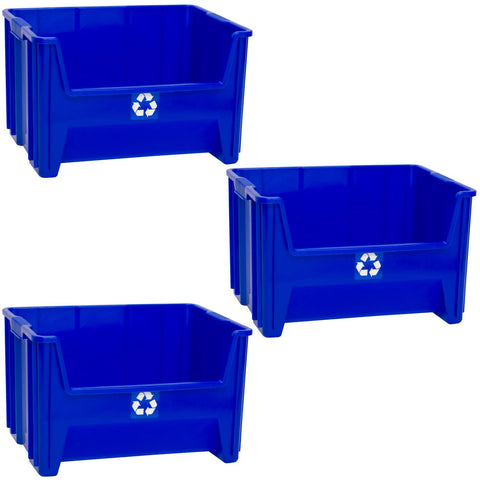 ReadySpace stackable recycling bin blue 12.5 gallon ideal for space-saving sorting