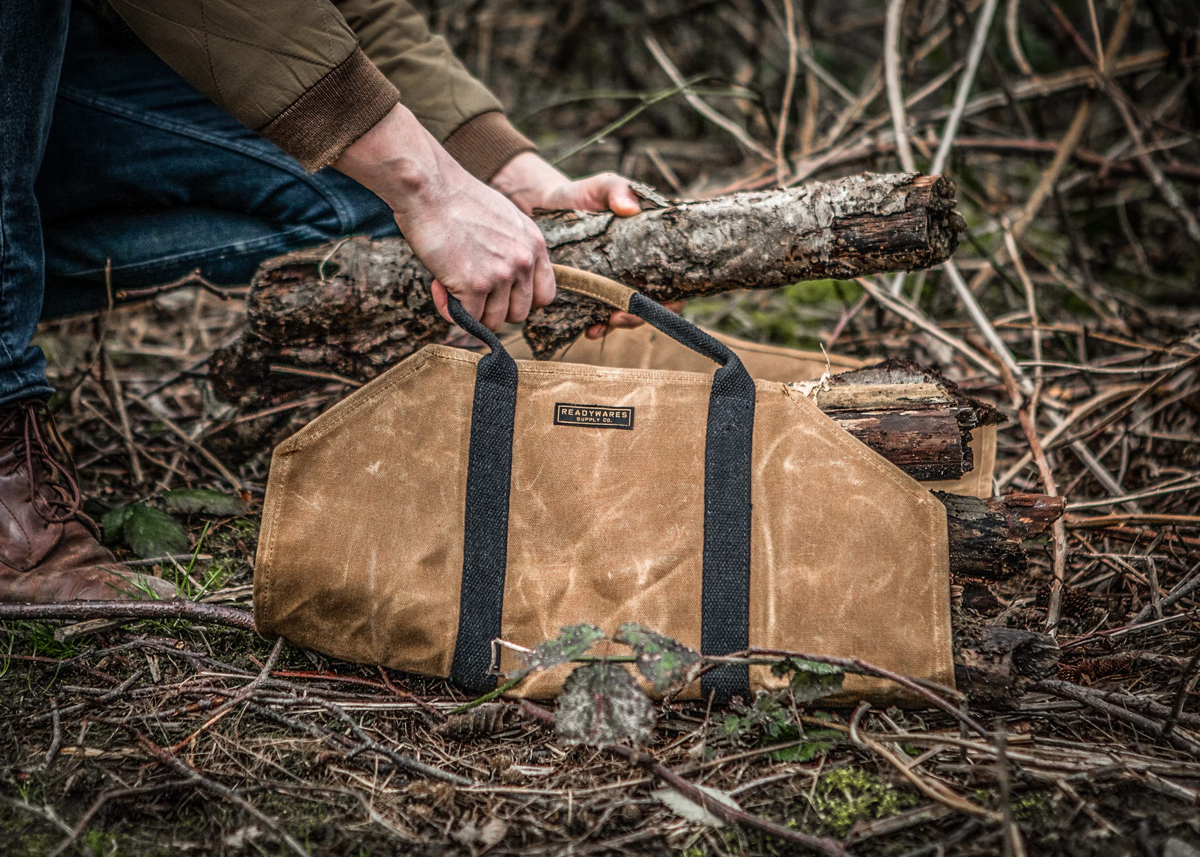 Readywares firewood carrier at 39-inch length offers ample loading space.