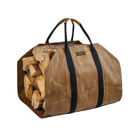 Readywares firewood carrier with long handles for easy transport.