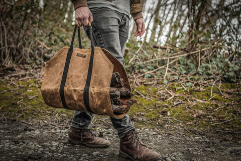 Readywares waxed canvas texture shows durability in wet conditions.