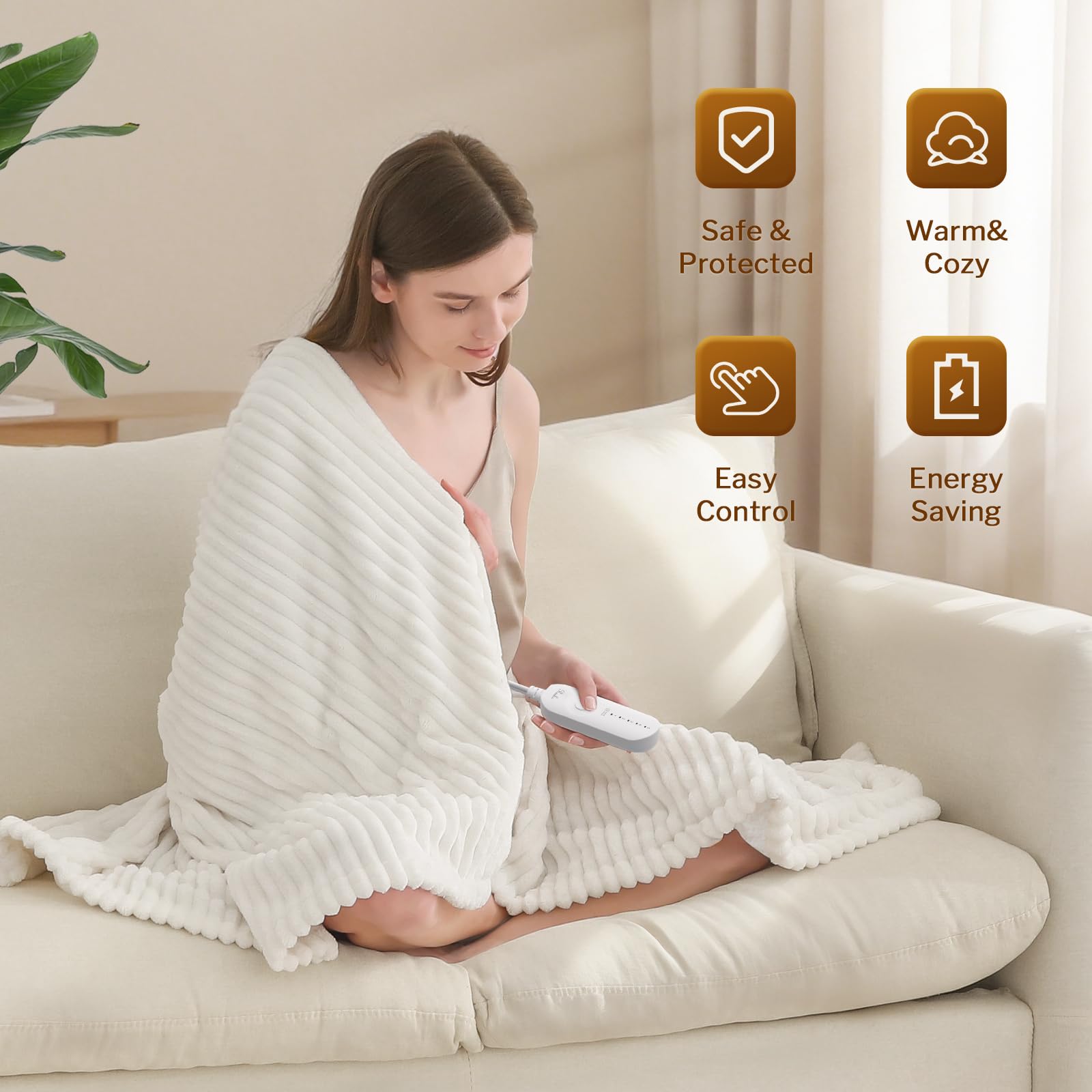 Reaks heated throw blanket interior sherpa for cozy comfort