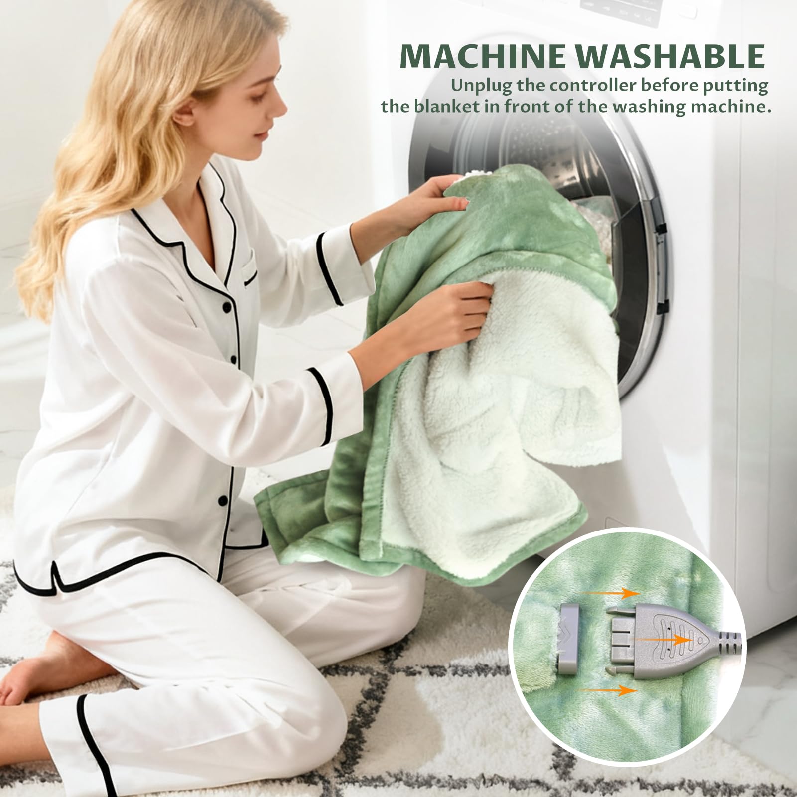 Reaks blanket throw highlights ETL/FCC safety badge in green.