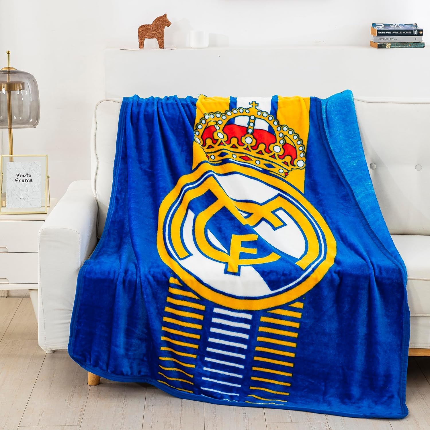 Real Madrid supersoft fleece throw blanket for cozy warmth at home