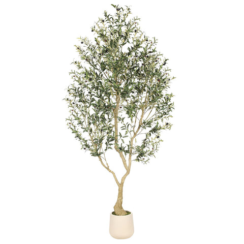 REALEAD 8ft olive tree with exquisite planter, an elegant entryway focal point.