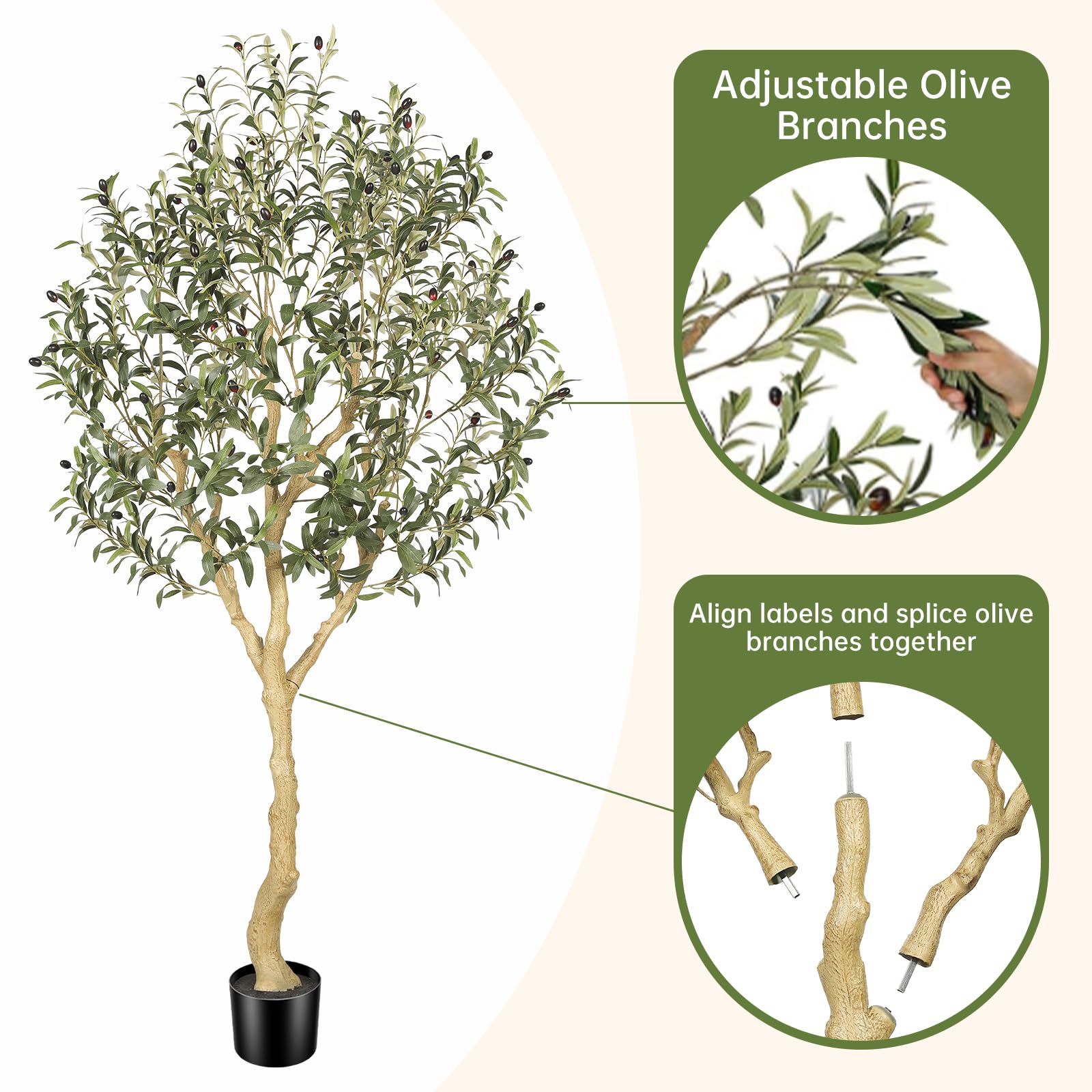 REALEAD artificial olive tree 6ft easy assembly with label-guided steps.