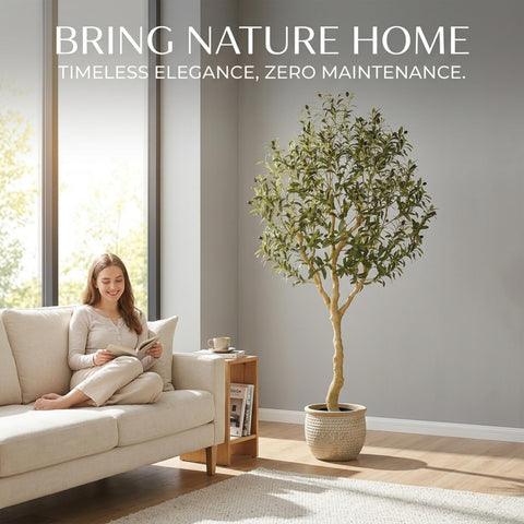 REALEAD artificial olive tree 6ft dust and light-maintenance friendly.