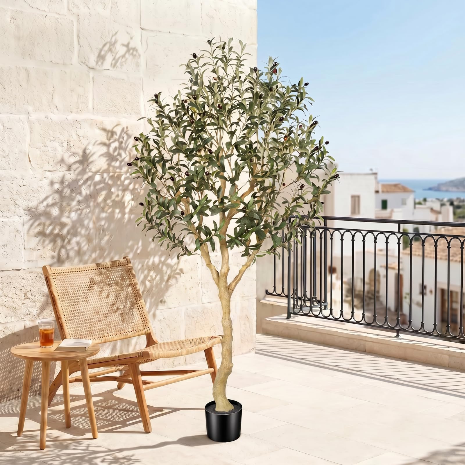 REALEAD artificial olive tree 6ft indoor corner display boosts greenery year-round.