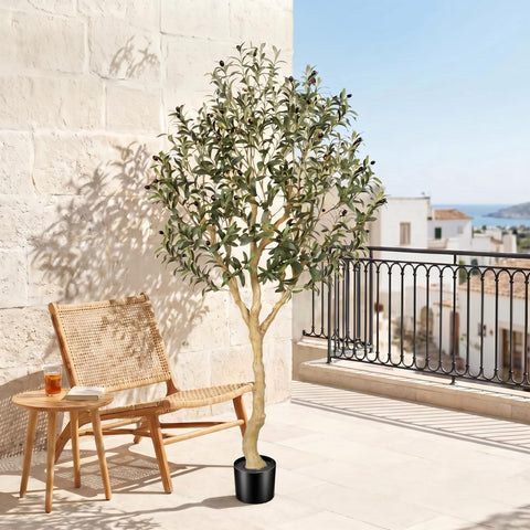 REALEAD artificial olive tree 6ft indoor corner display boosts greenery year-round.