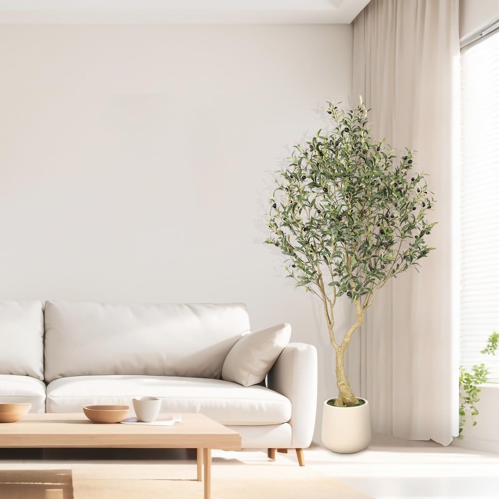 REALEAD artificial olive tree fruit detail creates a natural, vibrant focal point