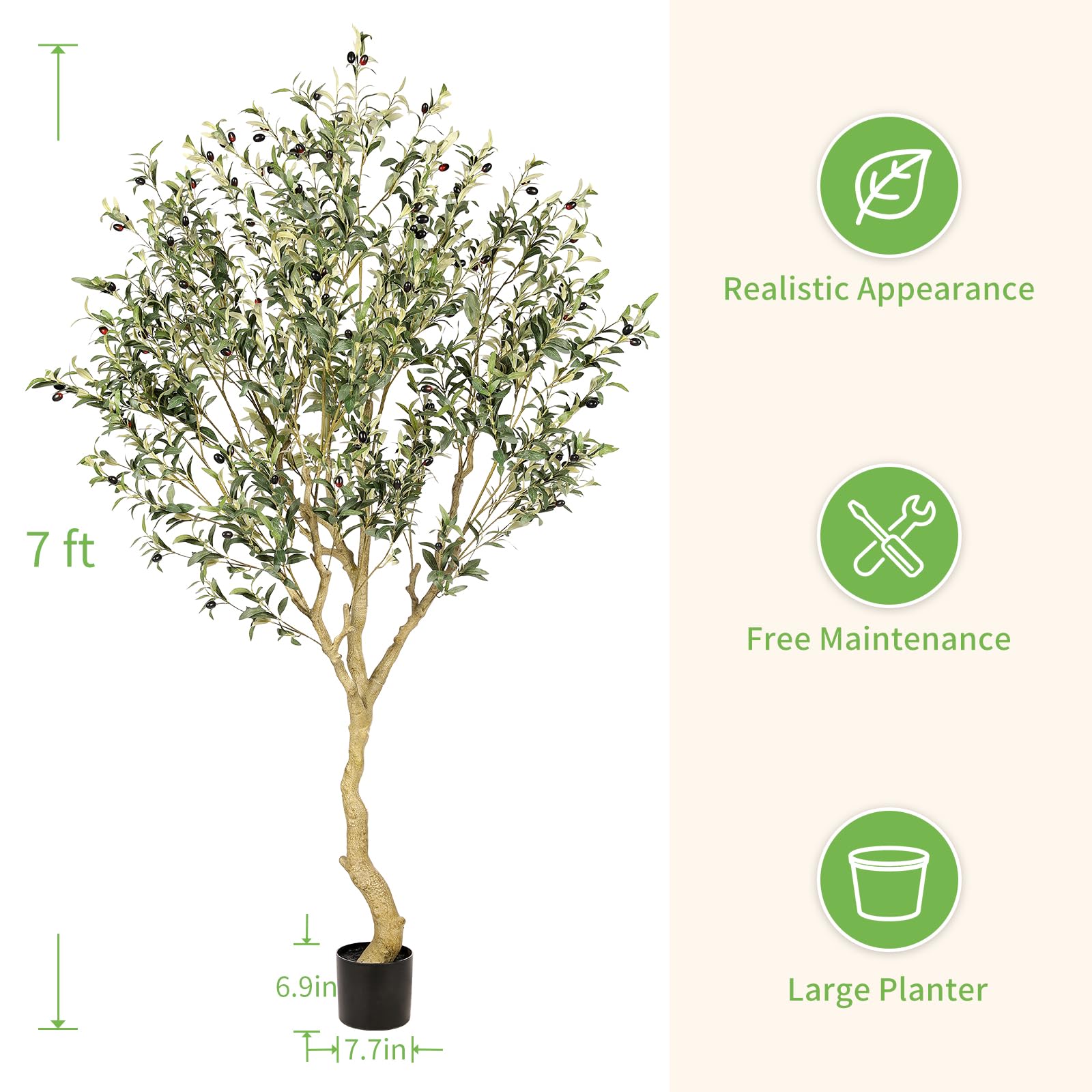 REALEAD artificial olive tree in a pot adds year-round greenery to any room.