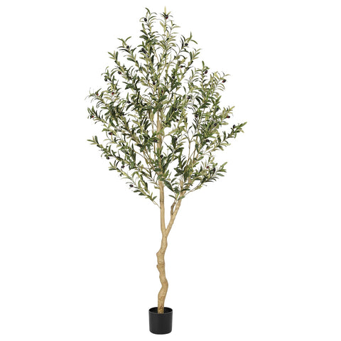 REALEAD faux olive tree 6ft with full canopy of lifelike leaves for elegant living spaces.