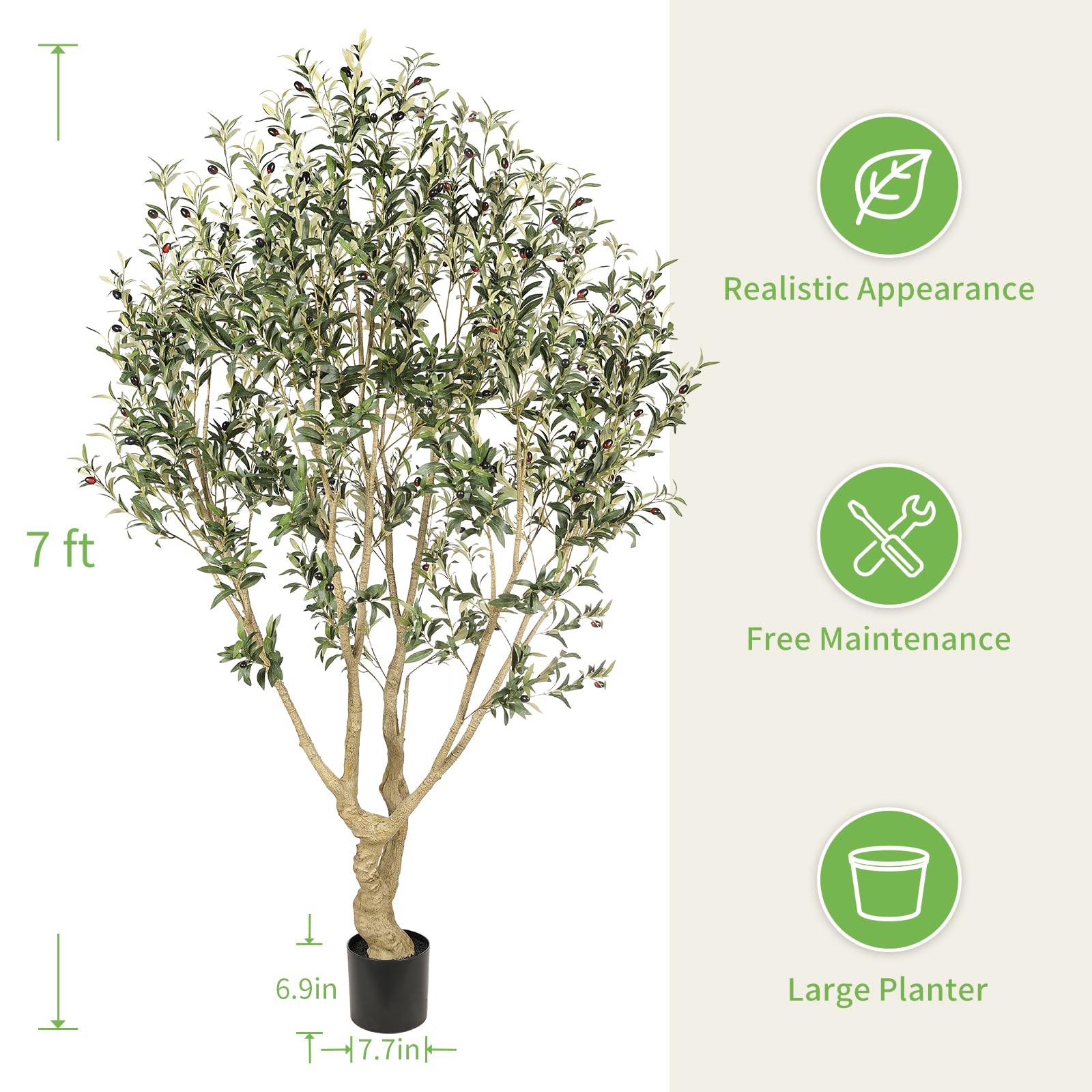 REALEAD 7ft olives detail highlighting natural accents for interiors