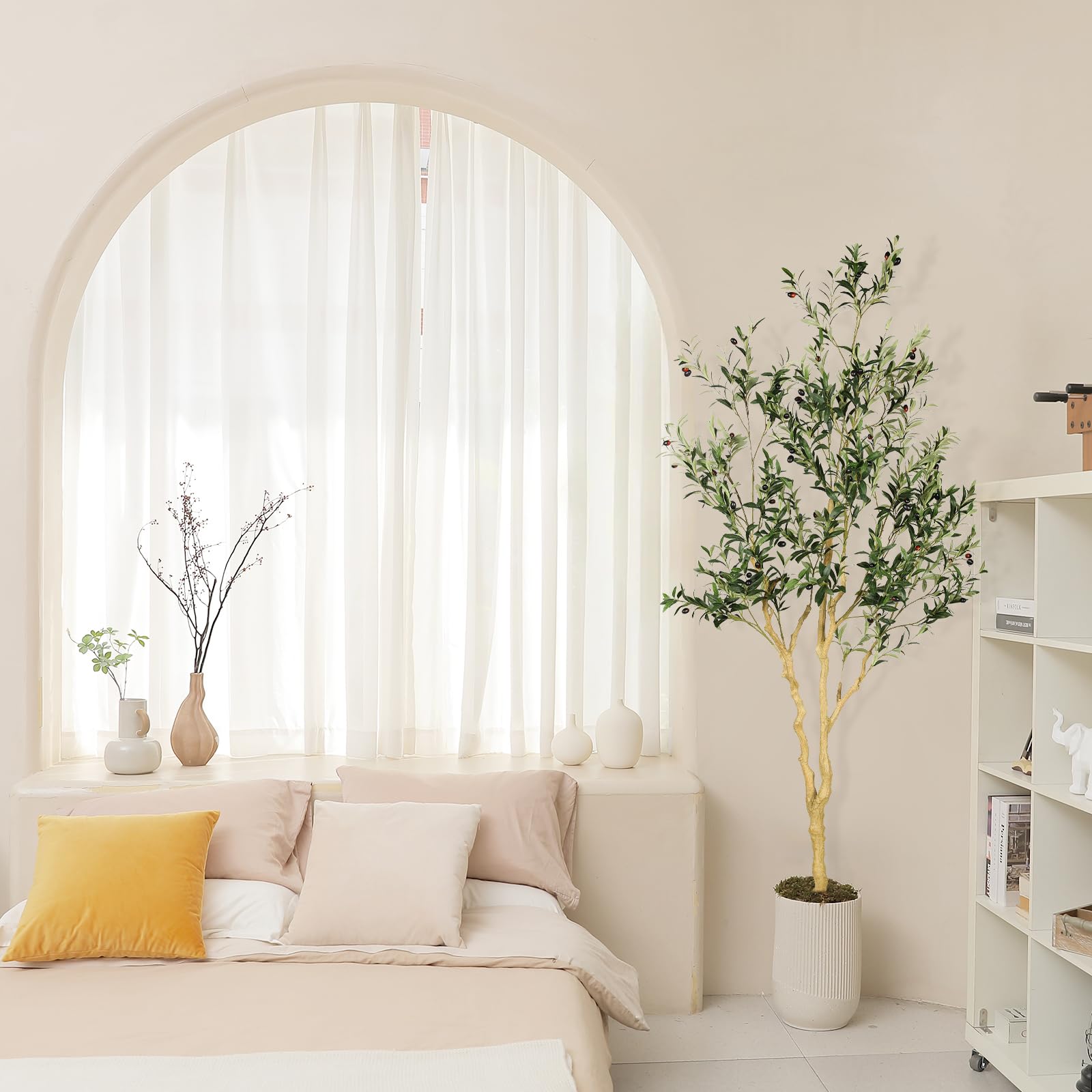 REALEAD tall olive tree in a living room setting