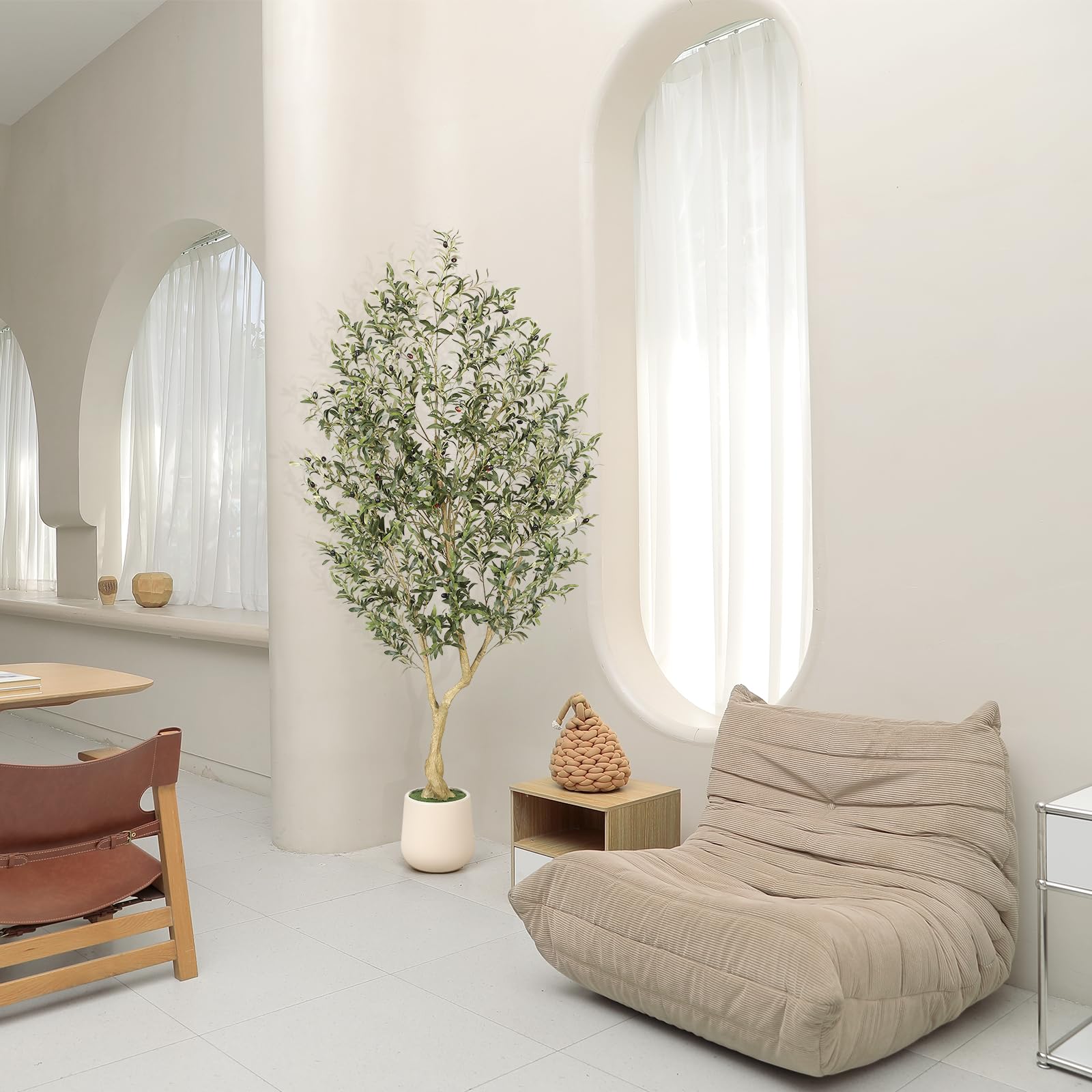 REALEAD artificial olive tree requires minimal maintenance year-round decor.