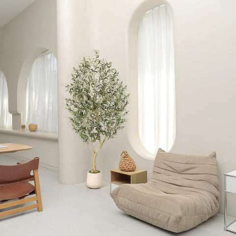 REALEAD artificial olive tree requires minimal maintenance year-round decor.
