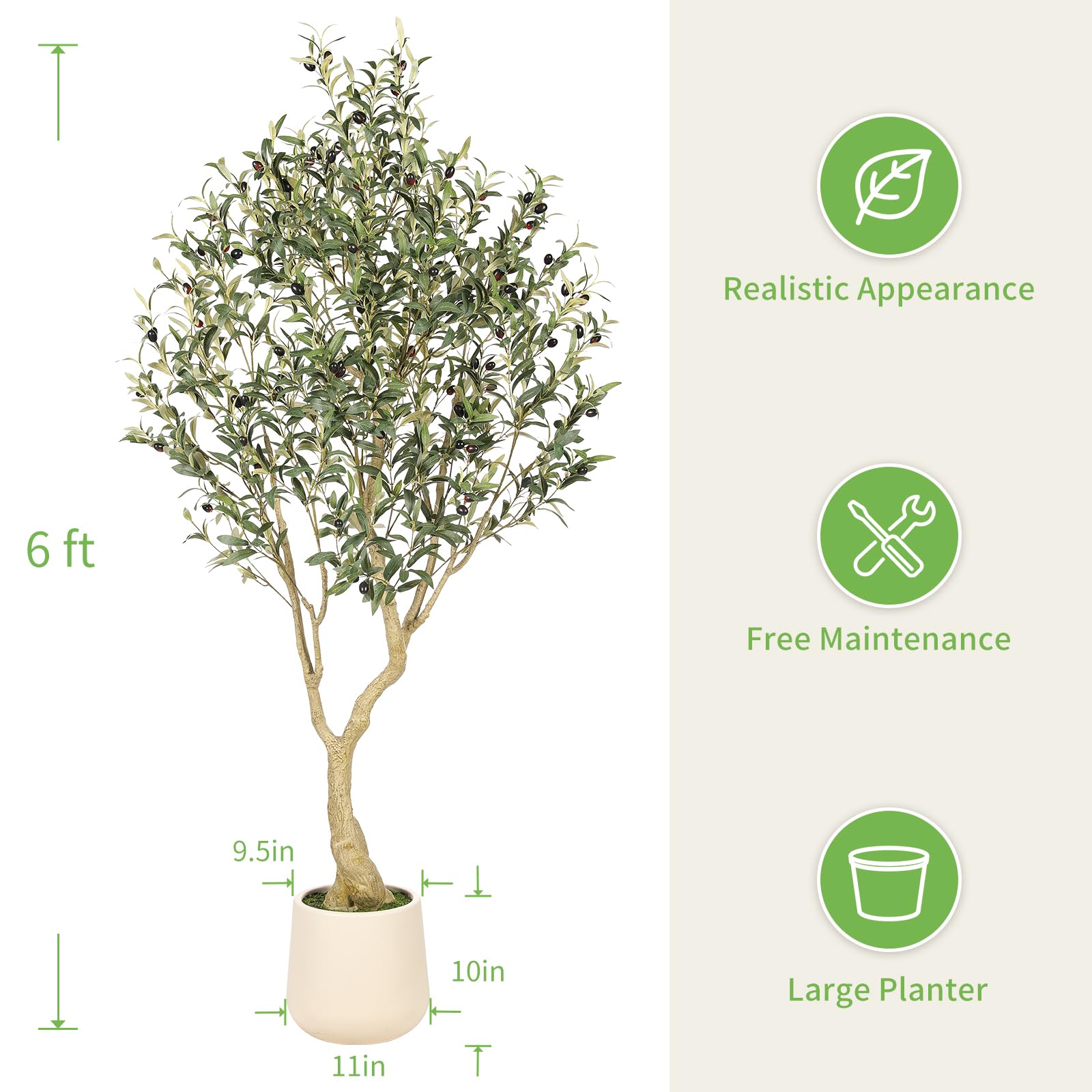 REALEAD olive tree thick trunk adds visual weight to office decor