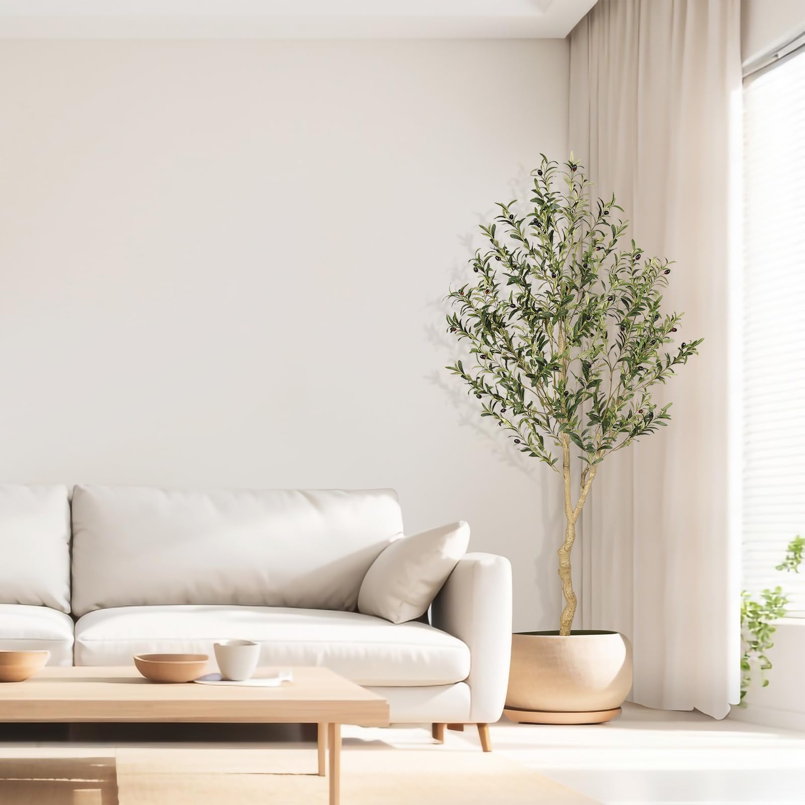 REALEAD olive tree twisted trunk adds natural texture for authentic indoor decor.