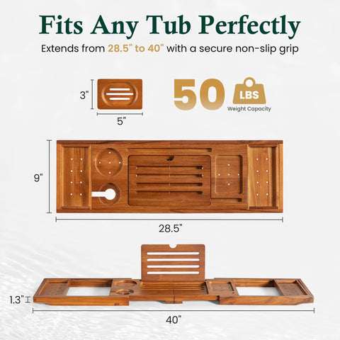 Realgulf teak bathtub tray book stand for hands-free reading