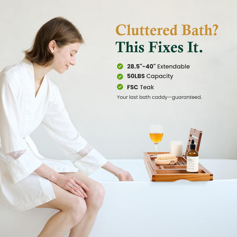 Realgulf teak bathtub tray instant spa setup ready in seconds