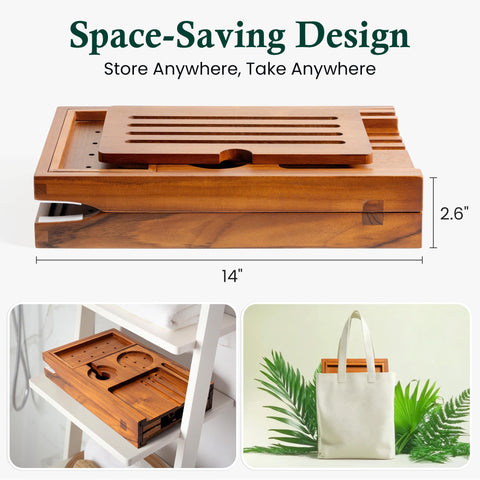 Realgulf teak bathtub tray removable side trays for towels or snacks