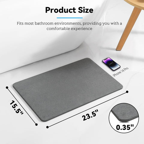 Realion stone bath mat close-up of absorbent surface after shower