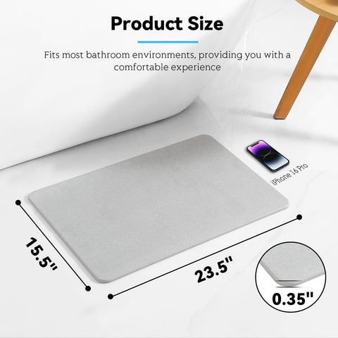 Realion stone bath mat absorbent surface handles water efficiently.