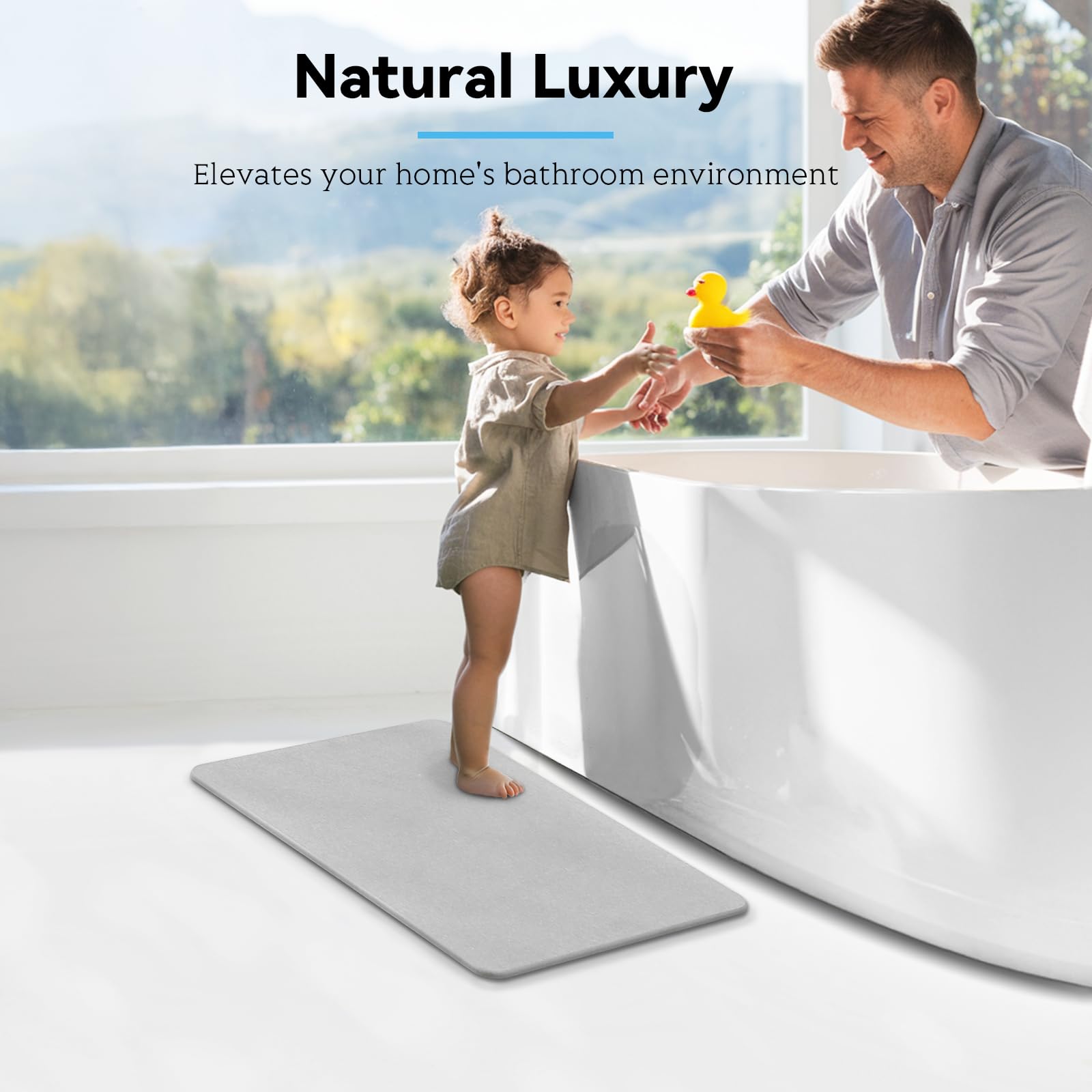 Realion stone bath mat easy cleaning with rinse or damp cloth.