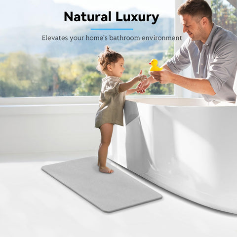 Realion stone bath mat easy cleaning with rinse or damp cloth.