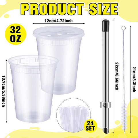 Reallnaive 30 oz clear cups ideal for lemonade and apple cider serving.