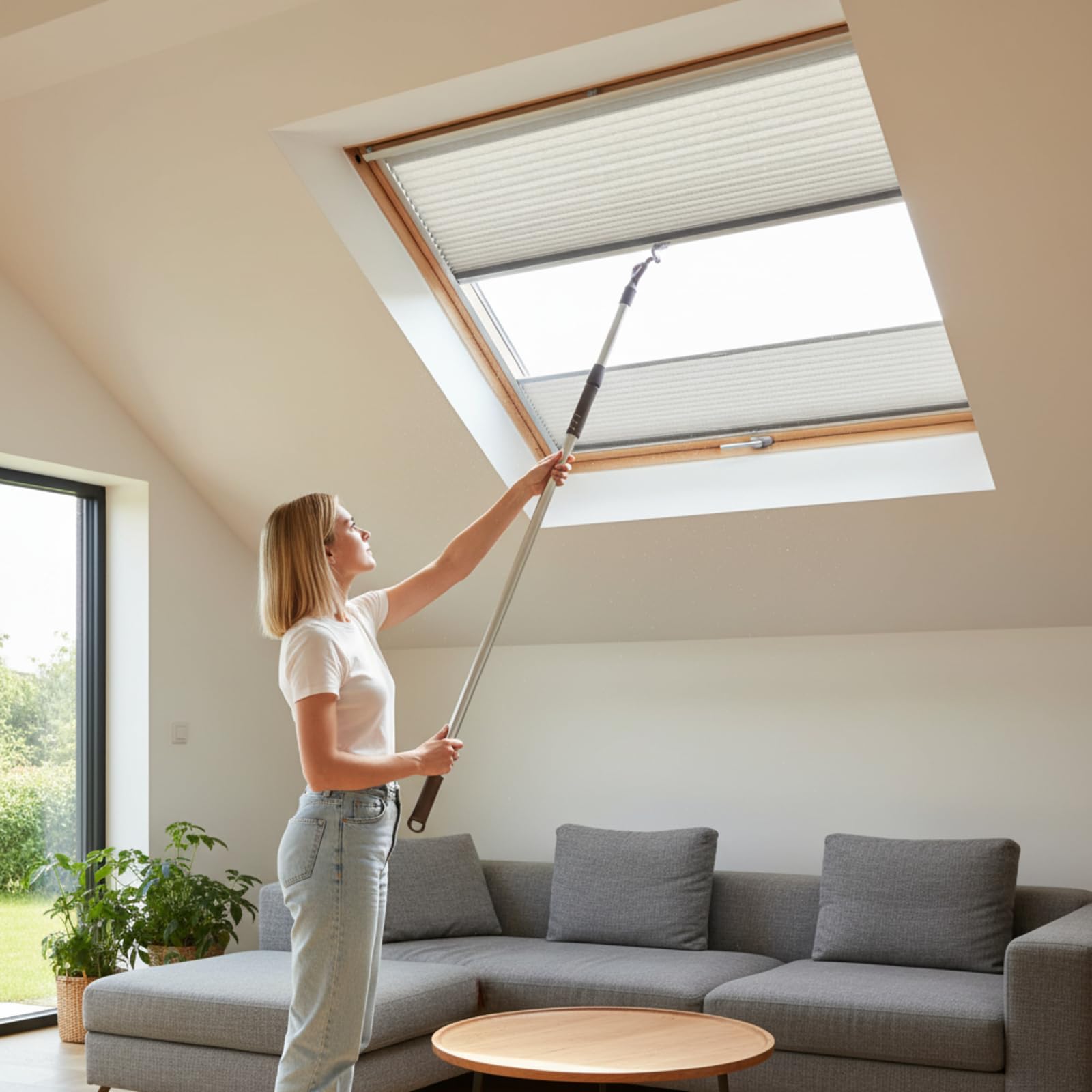 Reallnaive cordless shade operation made easy with effortless left-twist lock.
