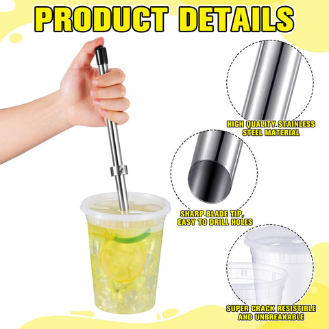 Reallnaive stainless steel straw puncher ready for quick straw holes.