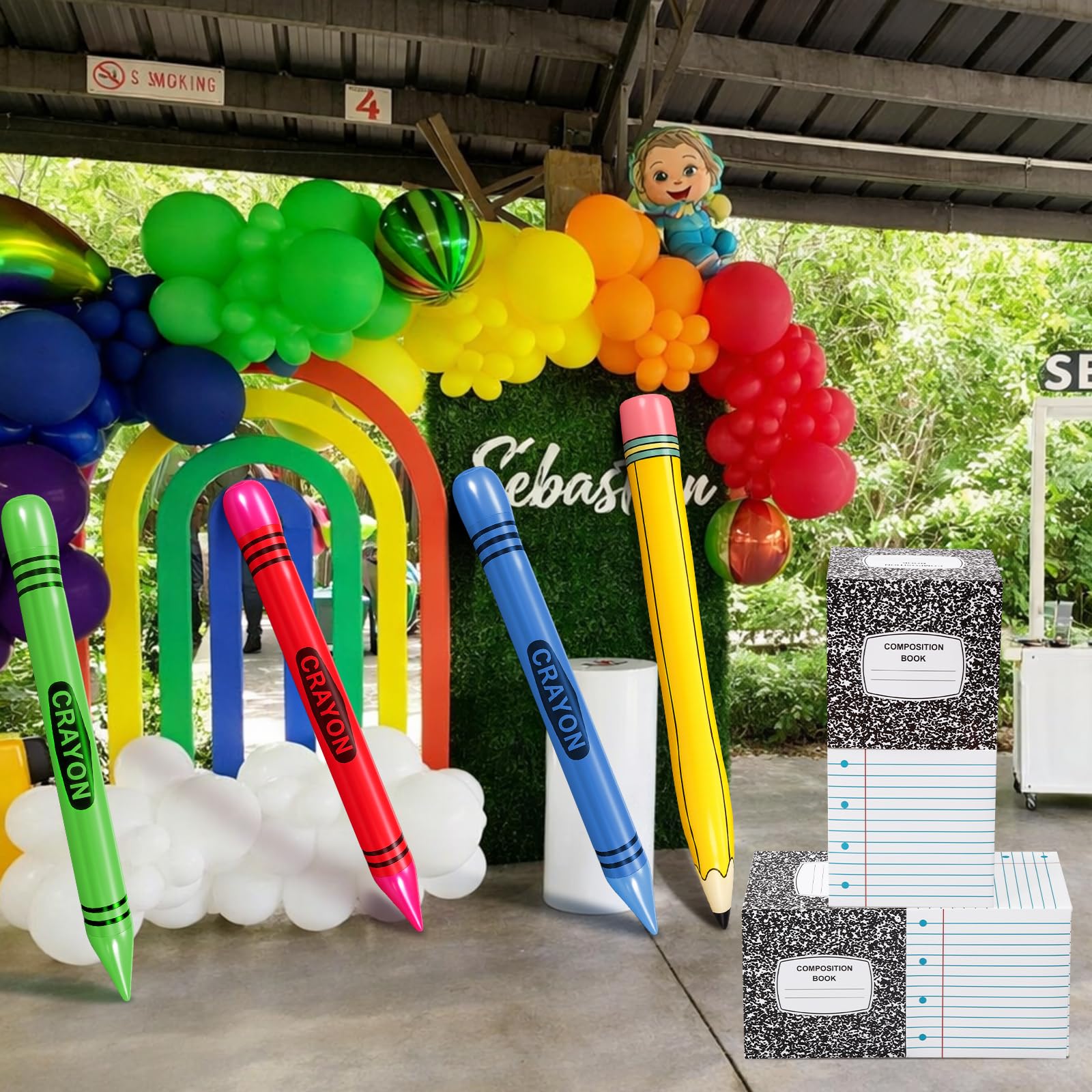 Realspring back-to-school decor display ideal for classrooms and parties.