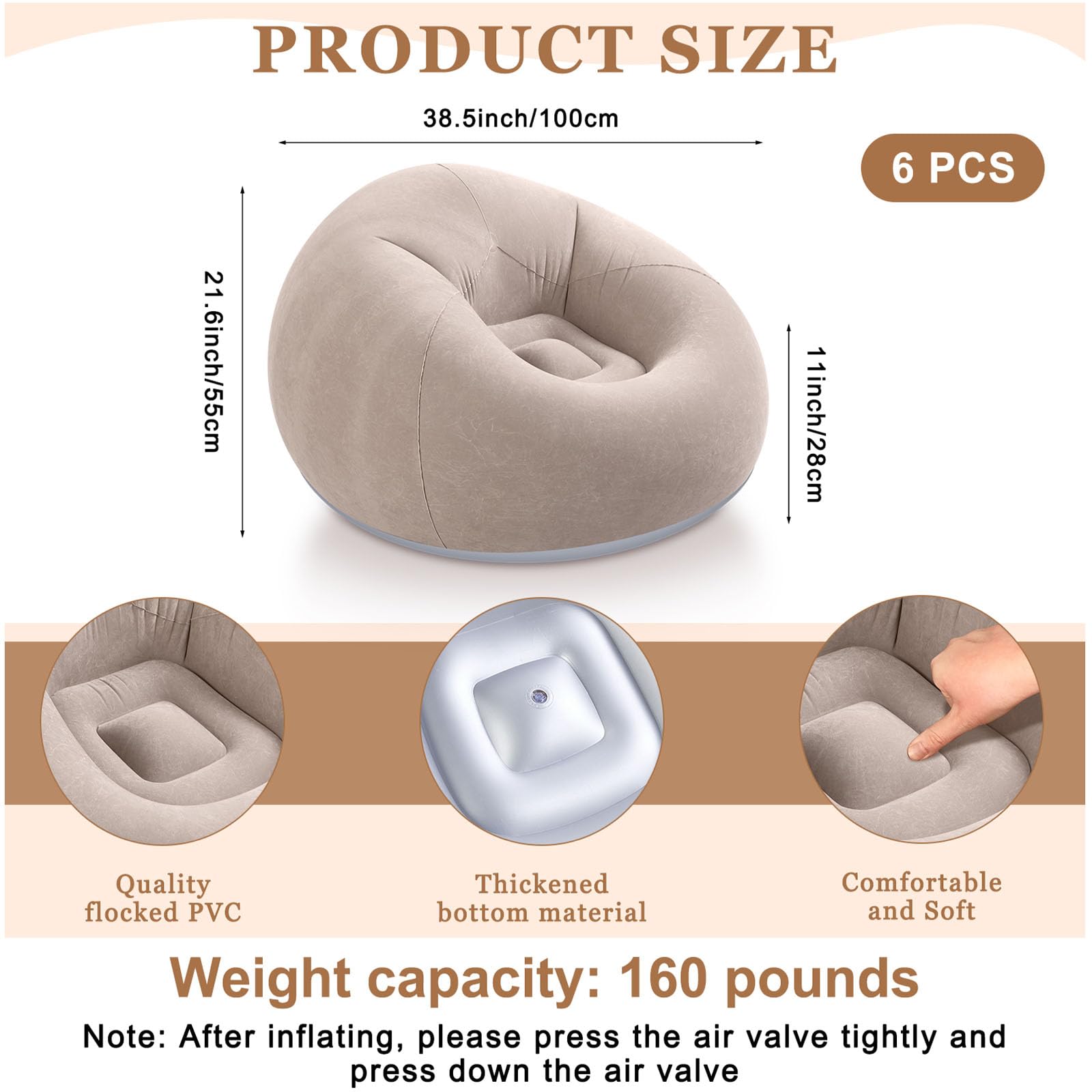 Realspring inflated bean bag chair ready for couch-like comfort on demand.