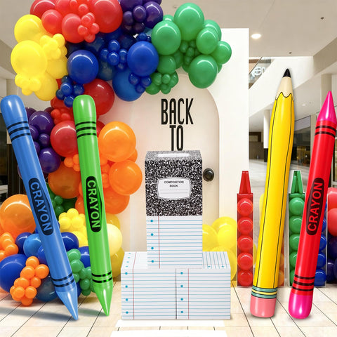 Realspring inflatable crayons 105 cm side view highlight fun classroom accents.