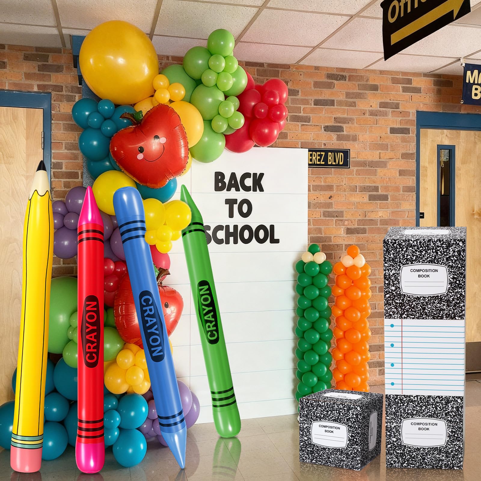 Realspring inflatable pencil 120 cm creates a dramatic centerpiece for events.