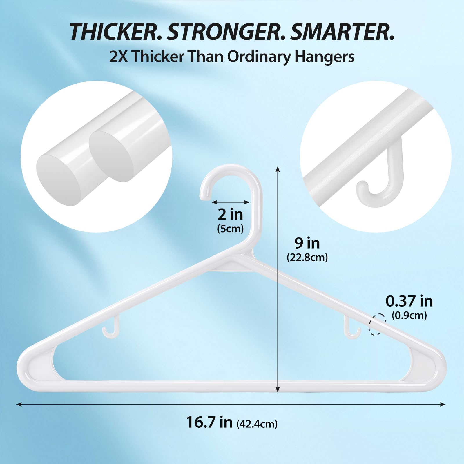 Rectangle Home hanger with bottom bar adds support for pants and bulky garments.