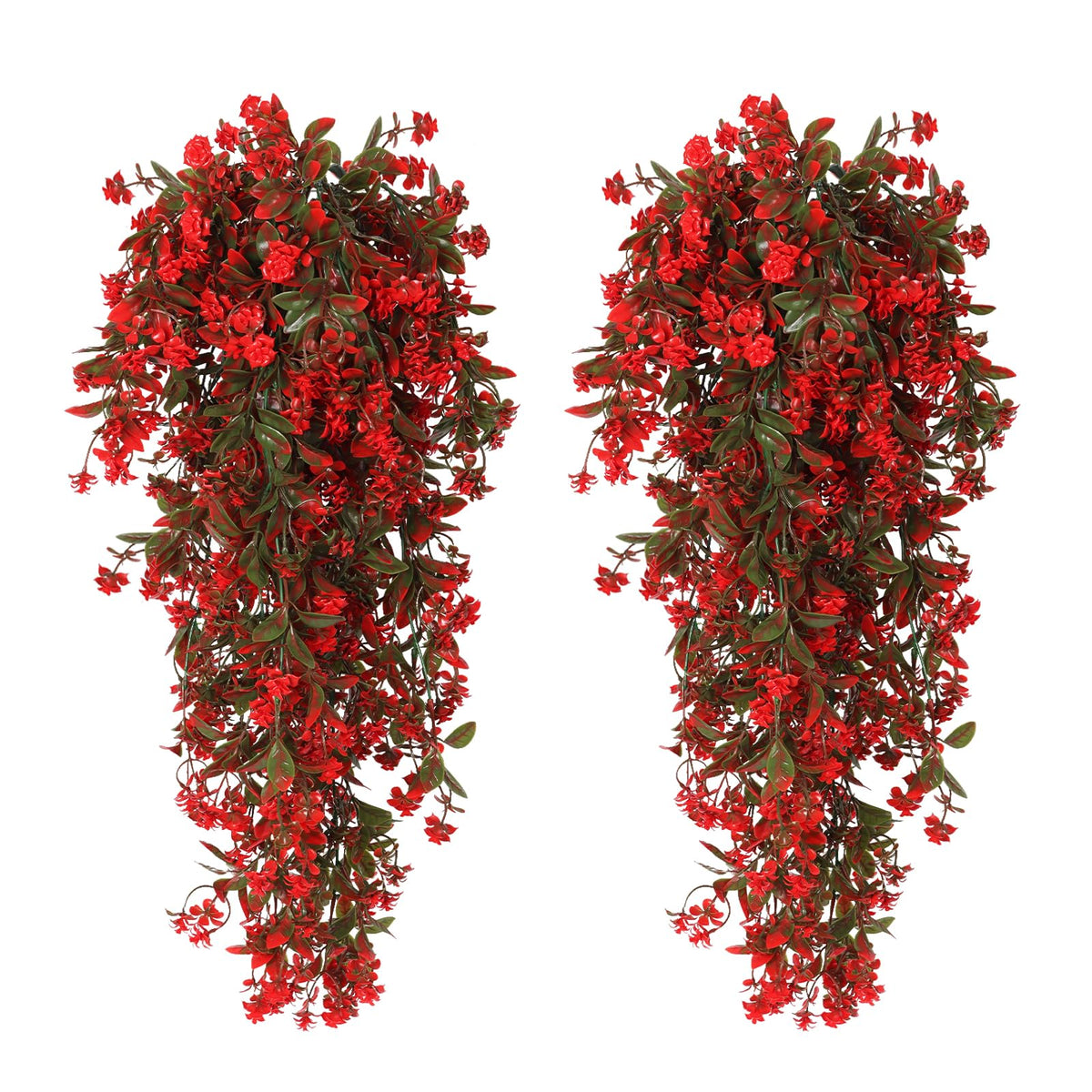 RECUTMS hanging plants, two-pack, 22.4 inch length for outdoor decor.