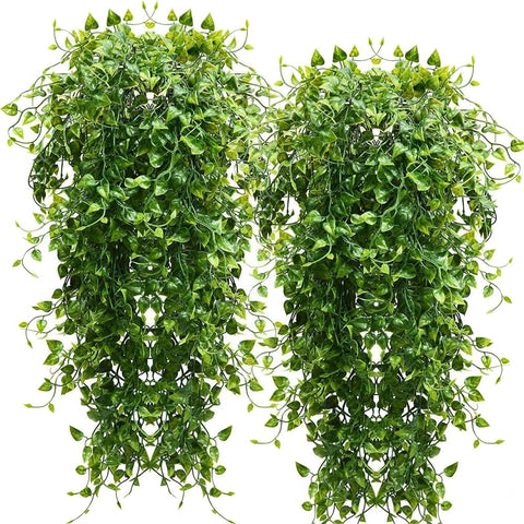 RECUTMS artificial hanging plants pack shows four 33-inch vines for versatile decor.