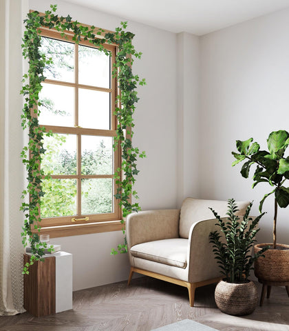 RECUTMS artificial ivy stem detail shows bendable iron core for versatile hanging.